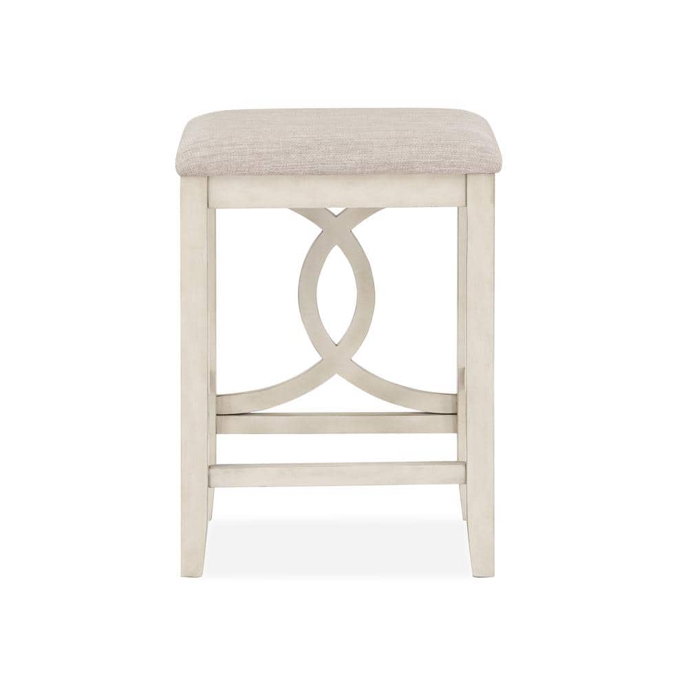 Bella 25" Gray Wood Counter Stool with Beige Fabric Seat