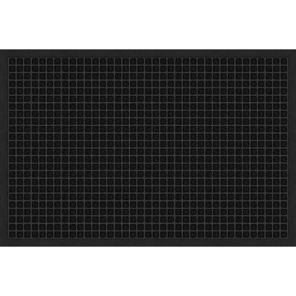 Reviews for TrafficMaster Black Embossed Squares 24 in. x 36 in. Mat ...