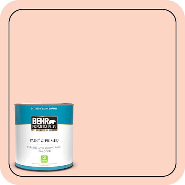 BEHR PREMIUM PLUS 1 qt. #210A-2 Coral Dune Satin Enamel Low Odor Interior Paint & Primer