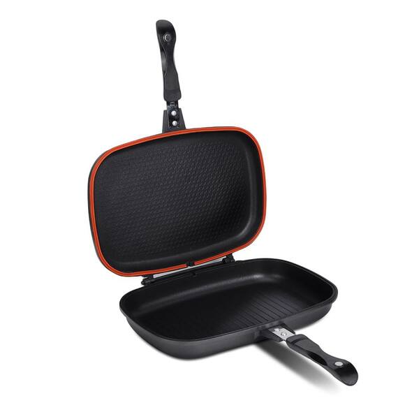 Double Sided Flip Nonstick Grill Pan Stovetop Griddle for Indoor and Outdoor Cooking, Dual Surface Frying Pan