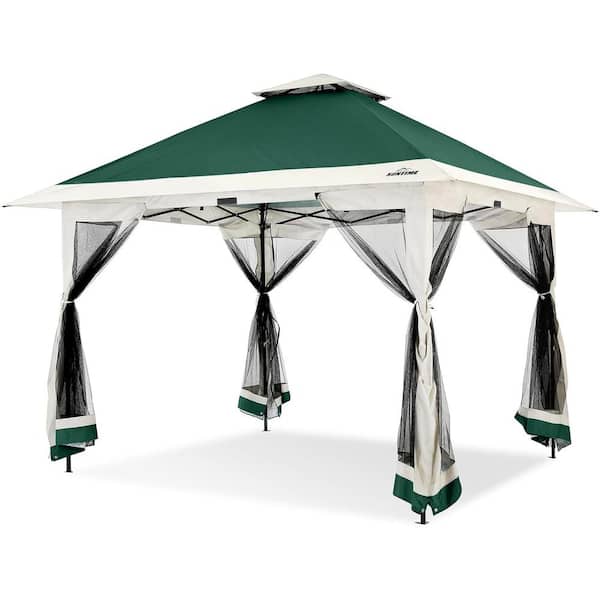 12 ft. x 12 ft. Green Instant Pop Up Patio Gazebo with Full Netting for Family Parties