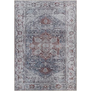 Circe Blue/Red 7 ft. x 9 ft. Indoor Machine-Washable Area Rug