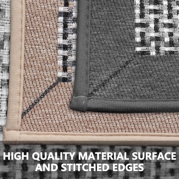 Indoor 2 Piece Kitchen Mats Set Low Pile with Rubber Backing, 19.7 in. x 31.5 in. to 19.7 in. x 70.9 in. Grey