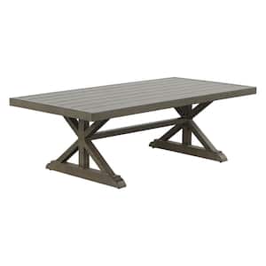 48 in. W x 24 in. D x 16 in. H Brown Aluminum Outdoor Coffee Table for Garden Backyard Porch Balcony