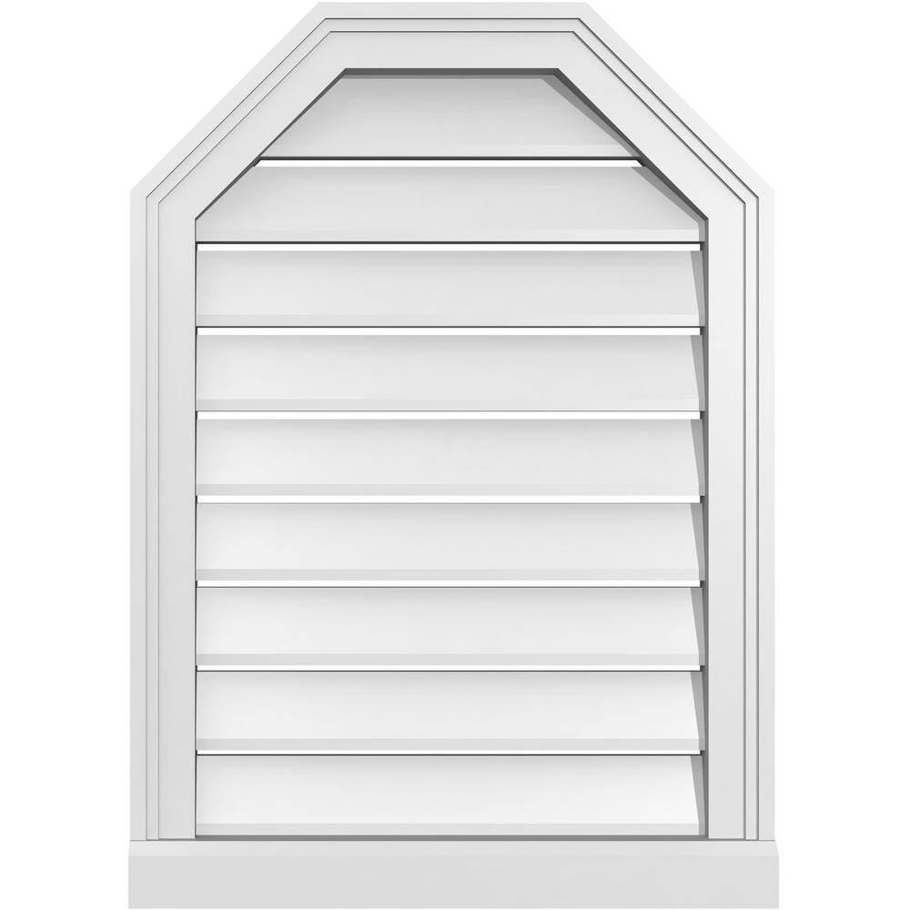 20 in. x 28 in. Octagonal Top Surface Mount PVC Gable Vent: Functional with Brickmould Sill Frame price history on PriceWatchPro