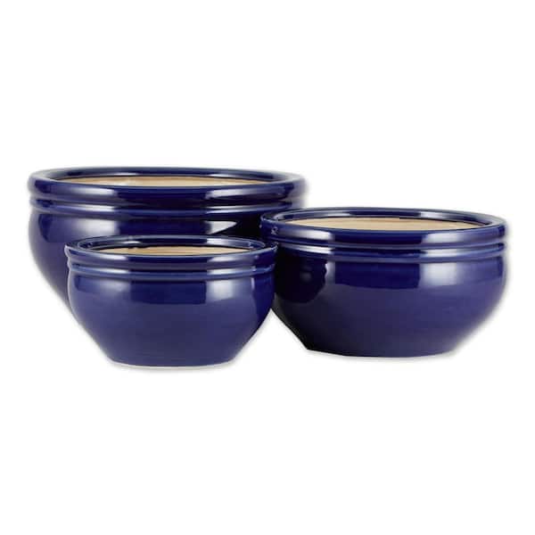 Zingz & Thingz Ocean Blue Planter (Set of 3) 11.75 in. x 11.75 in. x 6 in.