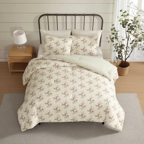 Laura Ashley Jessika 3-Piece Red/Pine Green Cotton Flannel King