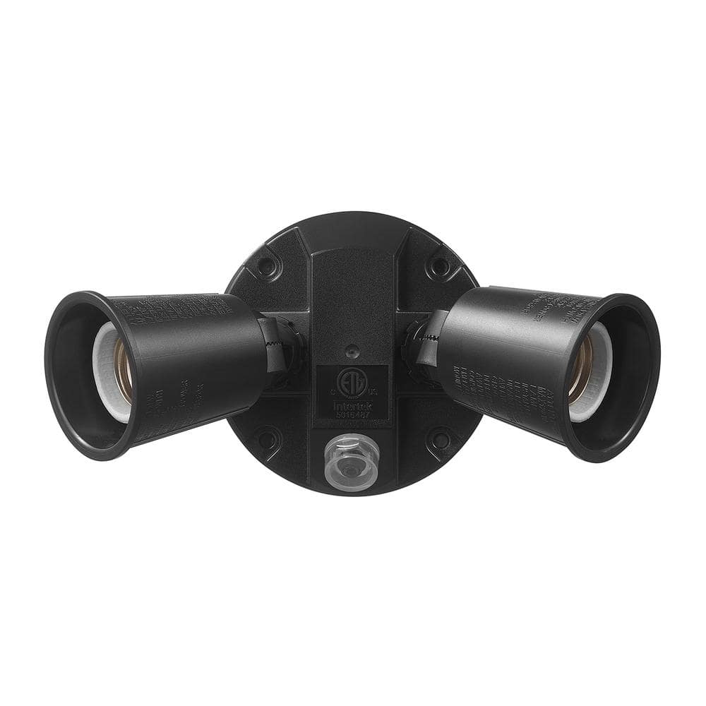 PAR Black Dusk-to-Dawn Activated Wired Outdoor 2-Head Security Flood Light