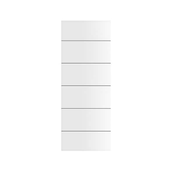 CALHOME Modern Classic 30 in. x 80 in. White Primed Composite MDF Paneled Barn Door Slab
