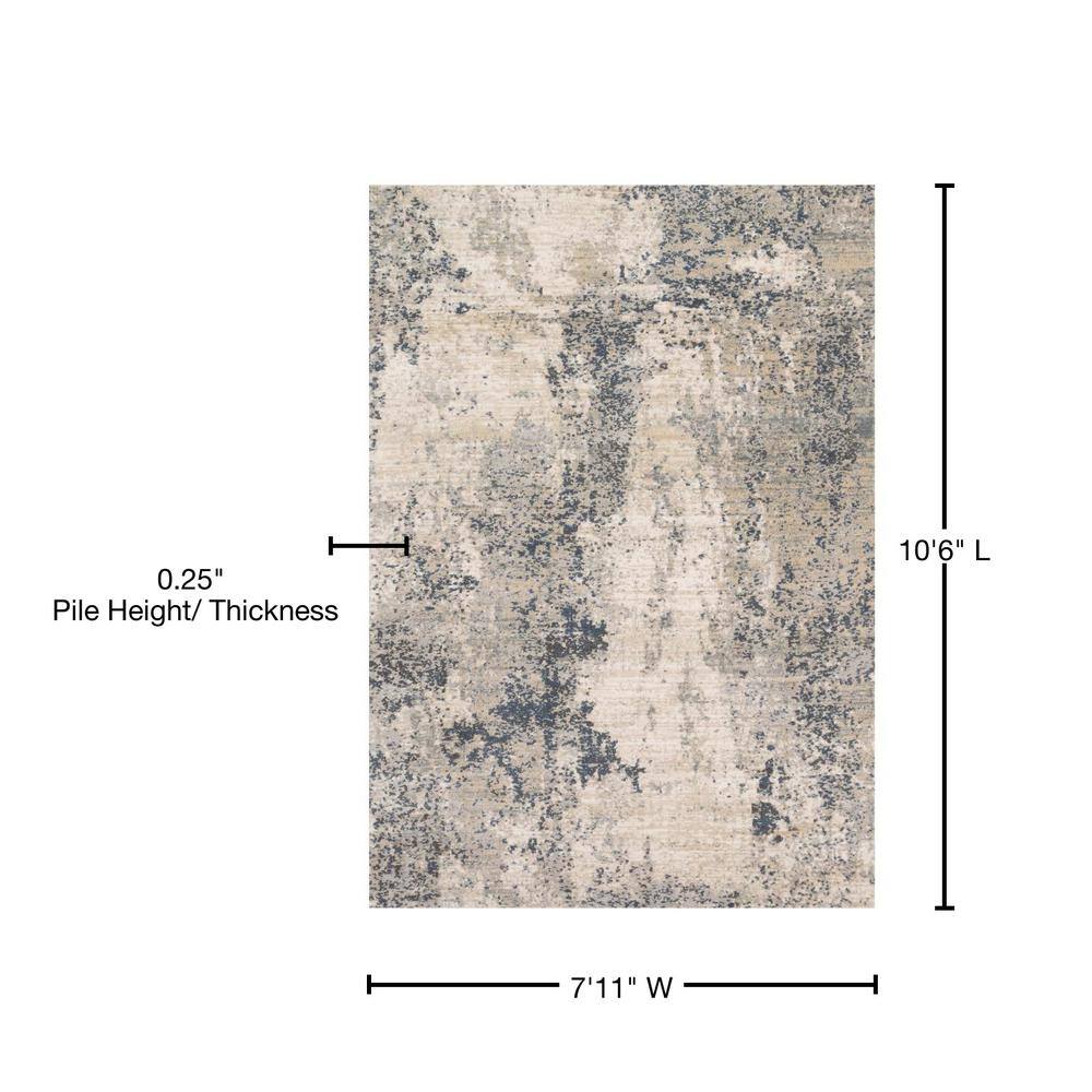 Teagan Modern Blue Abstract 8' x 11' Synthetic Area Rug