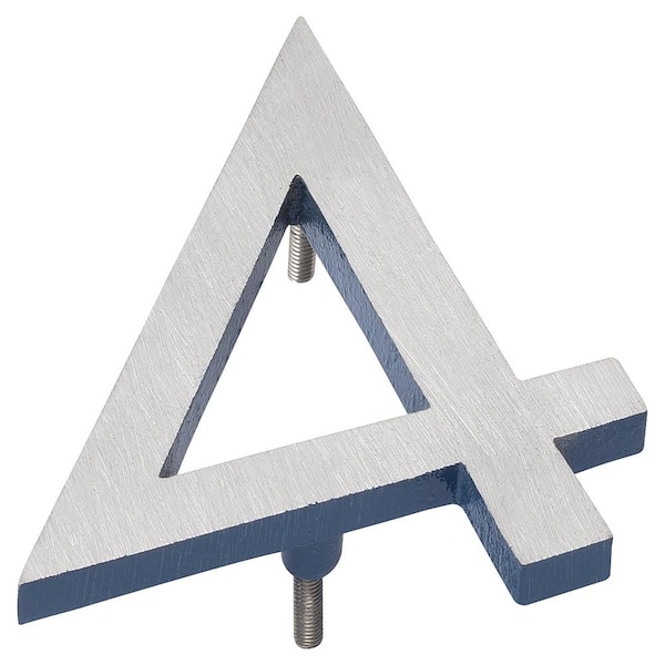 Montague Metal Products 8 in. Satin Nickel/Sea Blue 2 Tone Aluminum Floating or Flat Modern House Number 4
