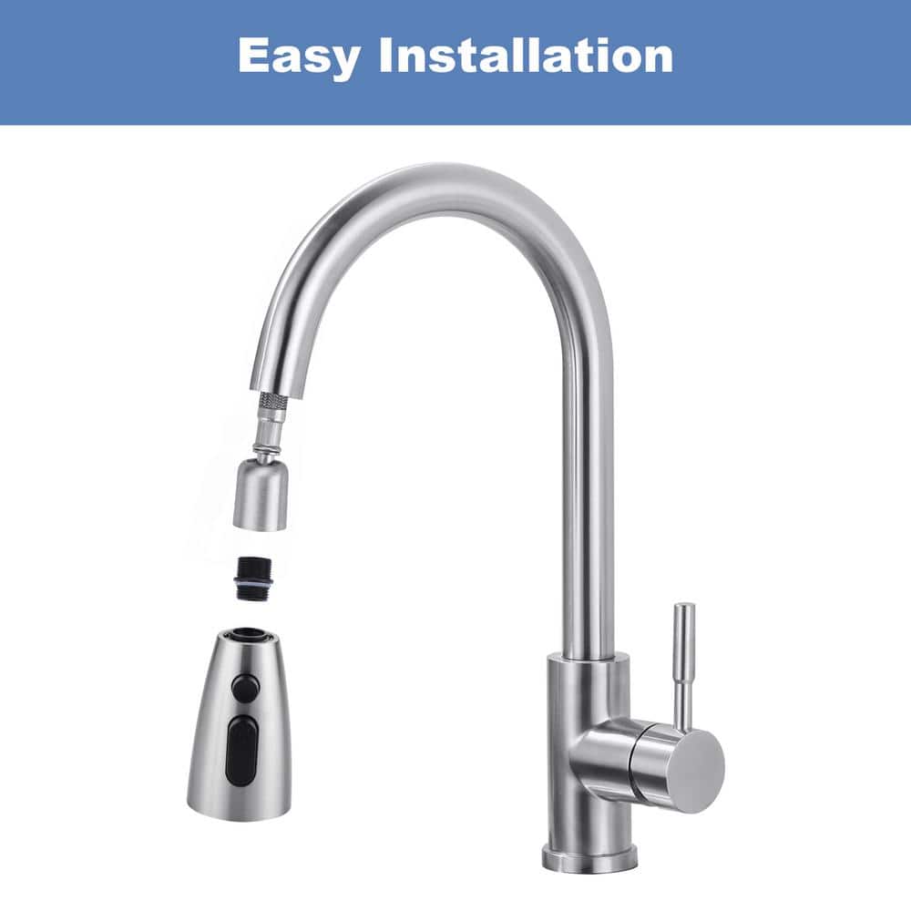 Brushed Nickel 3-Function Kitchen Sink Sprayer Head with Adapters