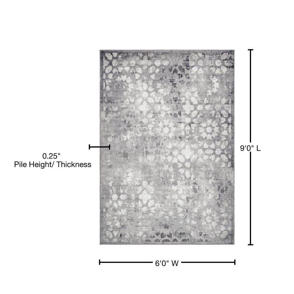 Larvotto Sofia 6'1" x 9' Reversible Gray Indoor Area Rug