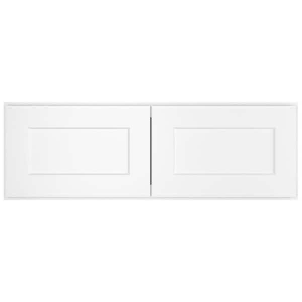 36-in. W x 24-in. D x 12-in. H in Shaker White Plywood Ready to Assemble Wall Bridge Kitchen Cabinet with 2 Doors