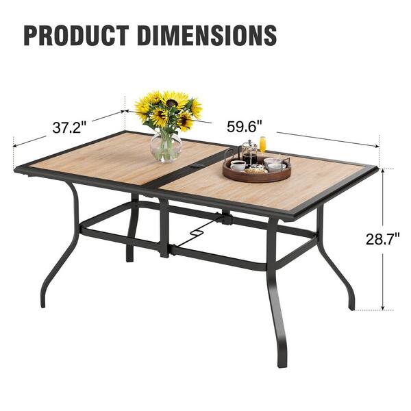 PHI VILLA Black Rectangle Metal Patio Outdoor Dining Table PHI VILLA Black Rectangle Metal Patio Outdoor Dining Table