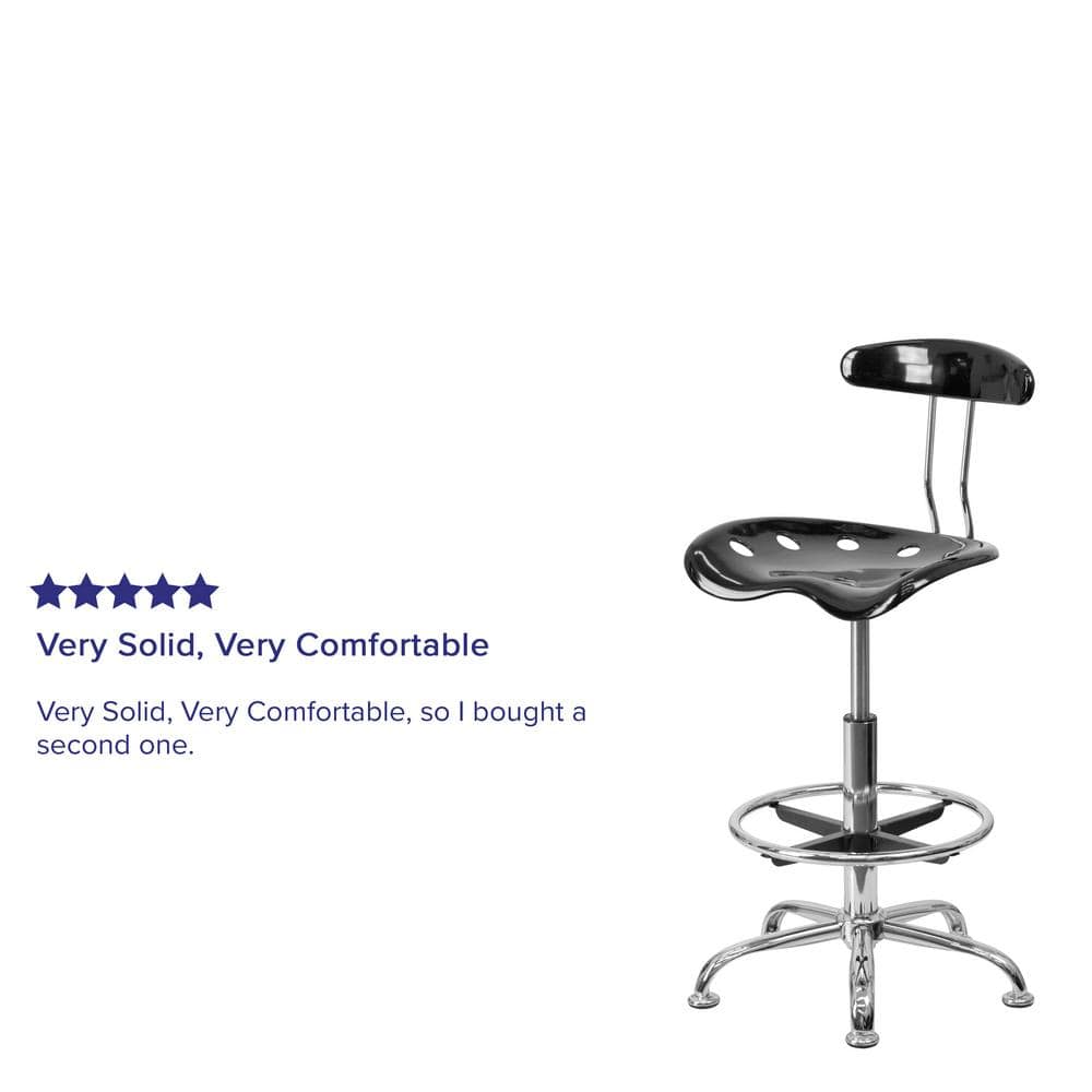 Adjustable Black and Chrome Swivel Tractor Stool