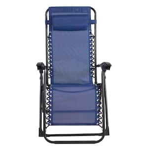 Metal Outdoor Recliner Gravity Chair in Blue