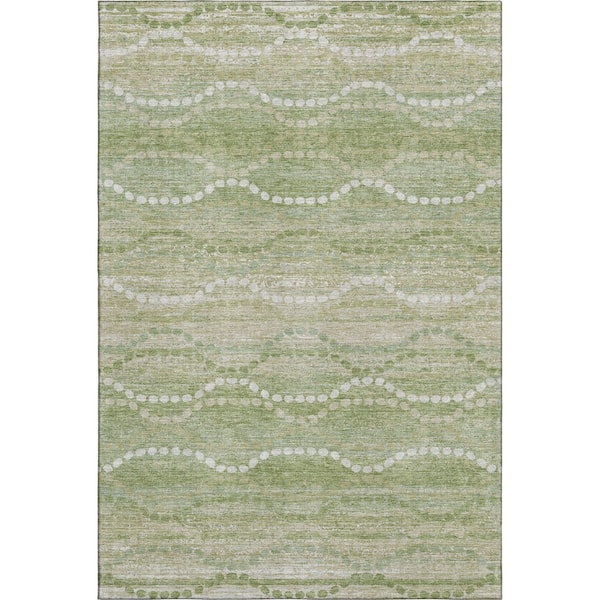 Mayfield Premium Machine Washable Abstract AMF2030 Sage 3 ft. x 5 ft. Area Rug