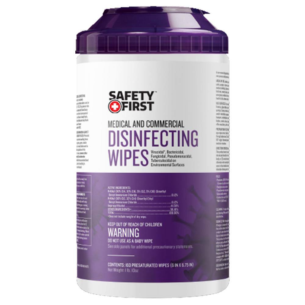 SAFETY FIRST Medical and Commercial Disinfecting Wipes (160Wipes per Pack, 12 Pack per Case