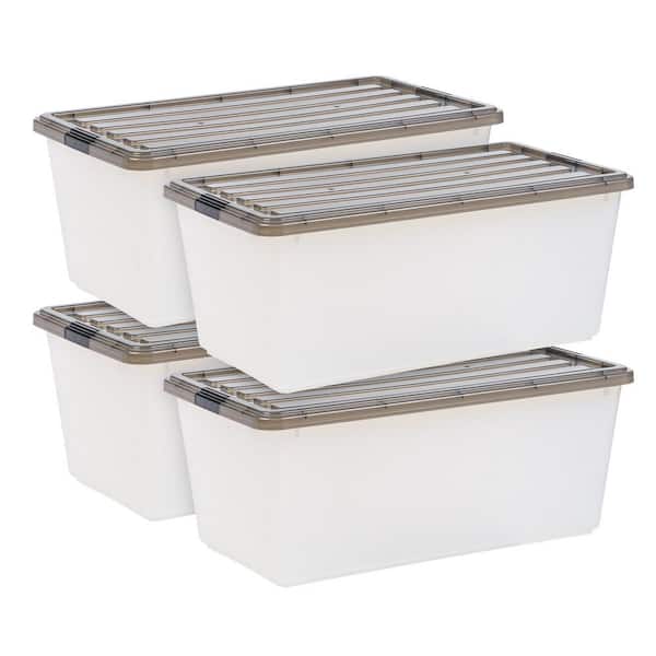 91 Qt./22.75 Gal. Plastic Storage Bin with Buckles, Clear (4-Pack)