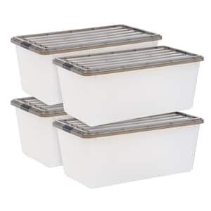 91 Qt. Plastic Storage Bin with Buckles in Clear (4-Pack)