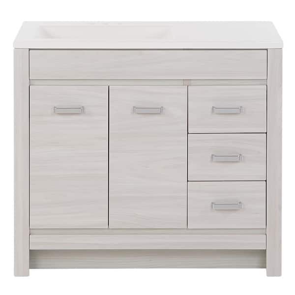 Warford 37 in. Single Sink Elm Sky Bath Vanity with White Cultured Marble Top (Assembled)