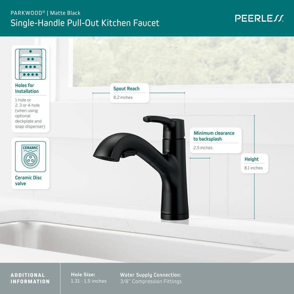 Parkwood Matte Black Pull-Out Kitchen Faucet with Sprayer