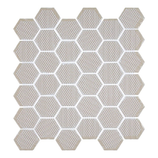ANDOVA Stylish Hexagon 11 in. x 12.69 in. Glossy Whitle White Porcelain Marble Tile Sample