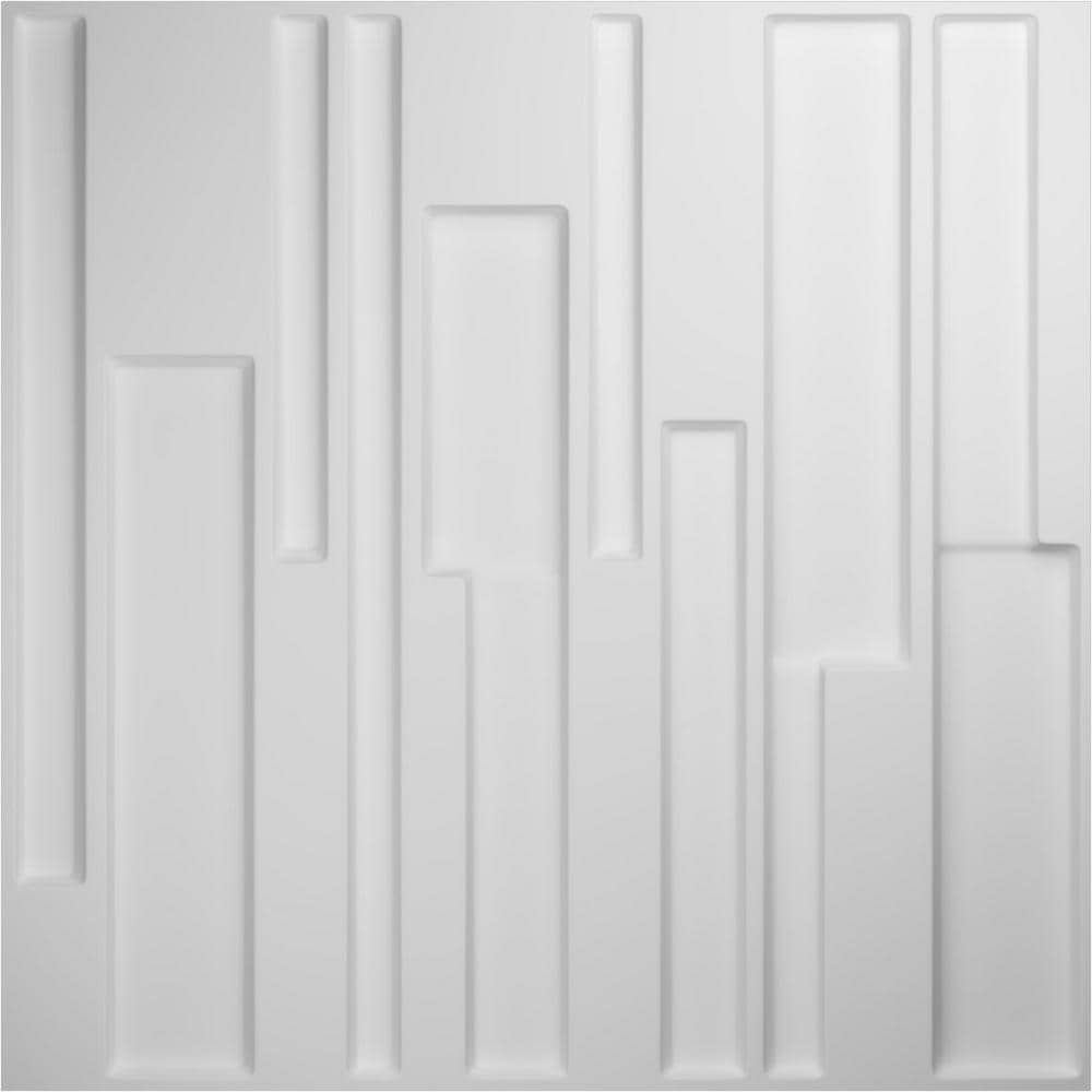 White Textured PVC 3D Decorative Wall Panels, 19.63" x 19.63" (Set of 50)