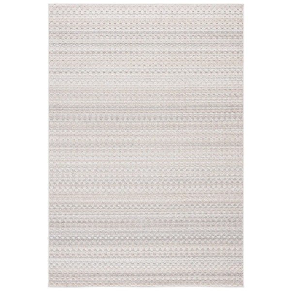 Stella Beige/Gray 4 ft. x 6 ft. High-Low Faded Striped Indoor/Outdoor Area Rug
