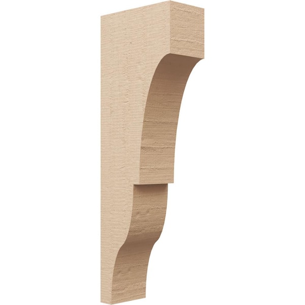 Ekena Millwork 4 in. x 24 in. x 8 in. Series 2 Thin Asheboro Rough Cedar Woodgrain Timberthane Polyurethane Corbel, Primed Tan