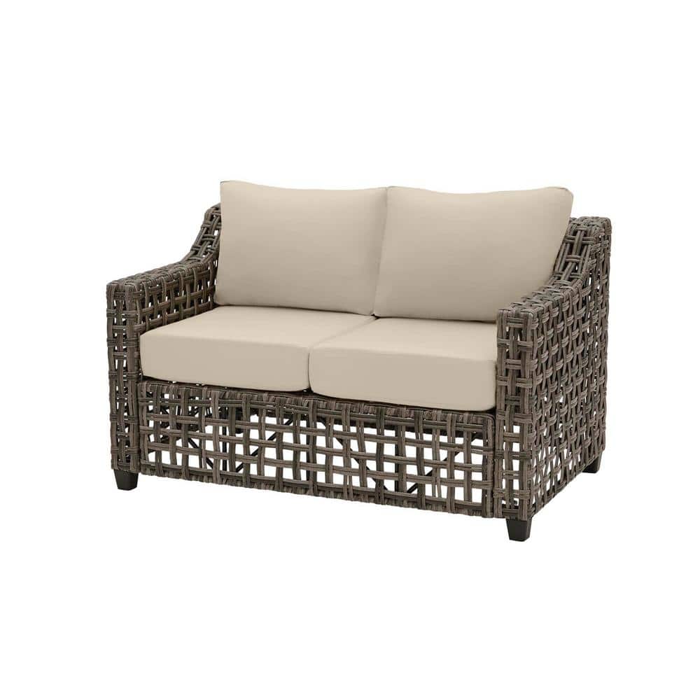 Hampton Bay Briar Ridge Brown Wicker Outdoor Patio Loveseat with