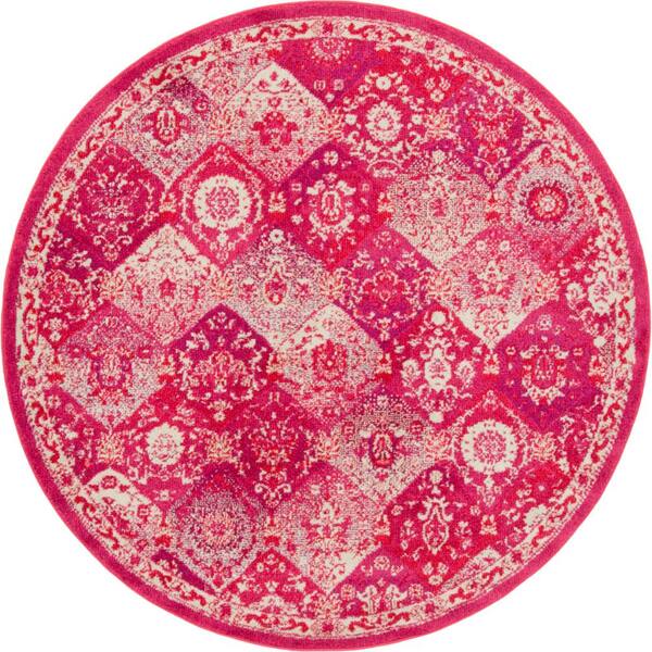 Unique Loom Penrose Blake Magenta 6 ft. x 6 ft. Round Rug3143450 The