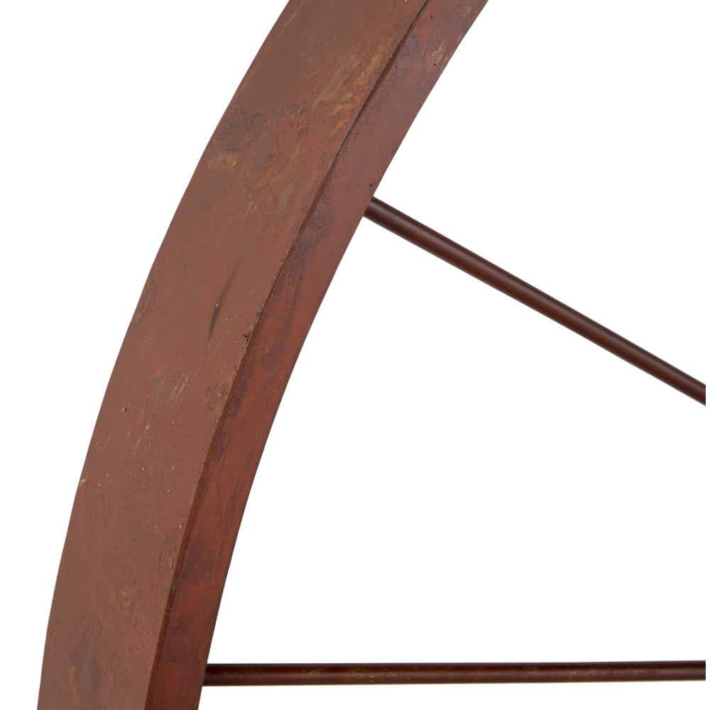 Large Rustic Red Metal Wagon Wheel Wall Decor, 46.5"
