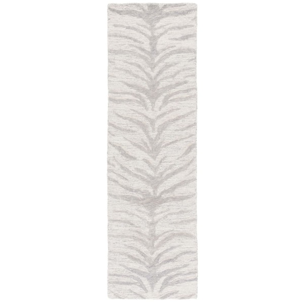 Ebony 2 ft. x 8 ft. Gray/Ivory Zebra Striped Runner Rug