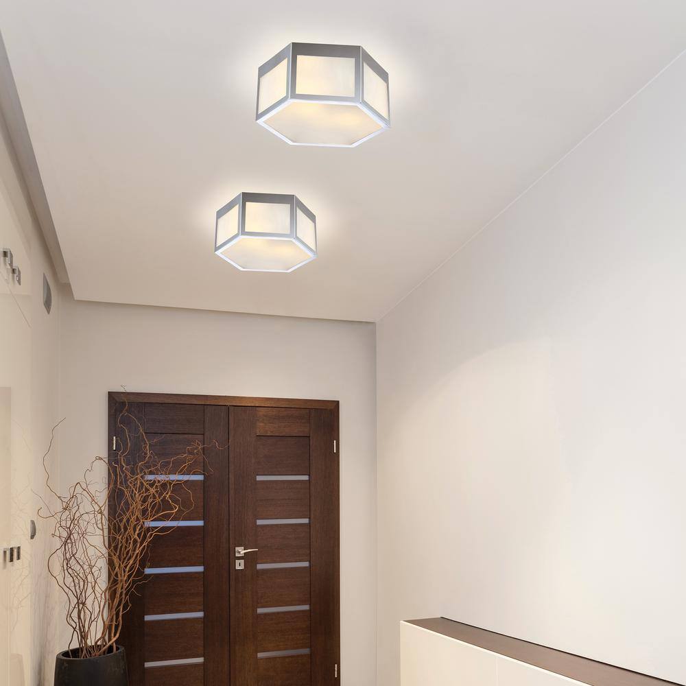 Moderno Classic 15.75" Chrome Hexagon LED Flush Mount