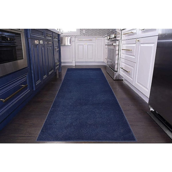 Solid Euro Royal Navy Blue 31 in. x 23 ft. Your Choice Length Stair Runner