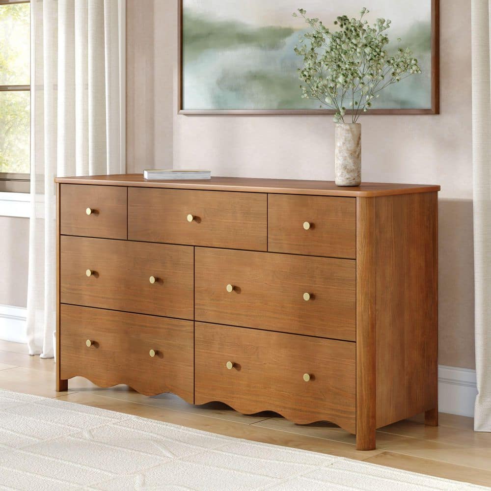 Marelle Pecan 7 Drawer 56 in. Chest of Drawers