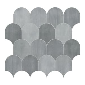 Fish Scales Gray 11.4 in. x 10.9 in. Peel and Stick Backsplash Handmade Looks Stone Composite Tile (8.62 sq. ft. Case)