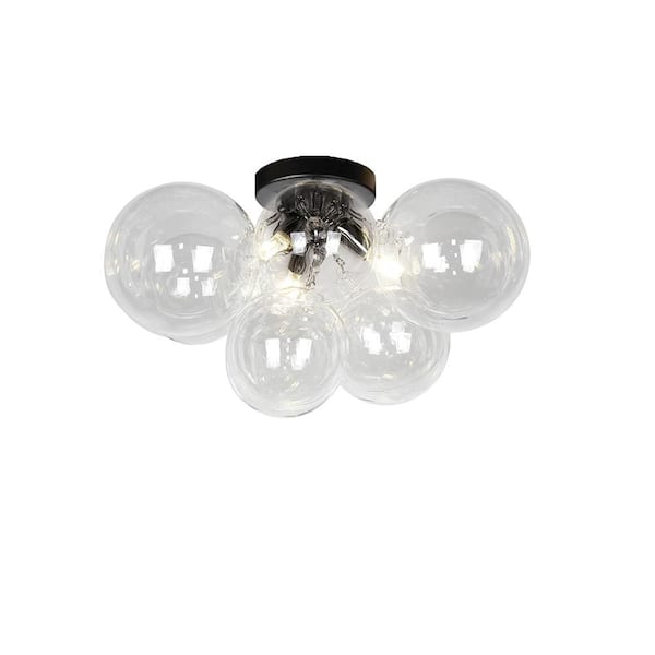 Dainolite Comet 14.25 in. 3-Light Clear Flush Mount
