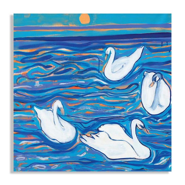 Melissa Van Hise White Swans by Kate Mancini Unframed Canvas Art Print 26 in. x 26 in.
