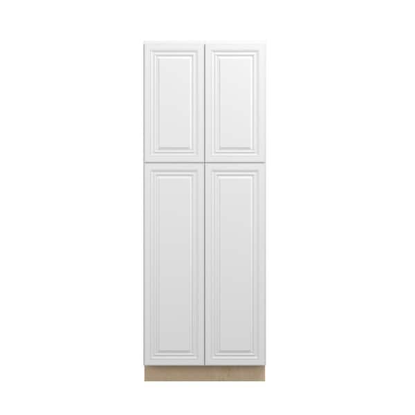 Damascus Raised 30 in. W x 84 in. H x 24 in. D in French Vanilla Plywood Assembled Pantry Cabinet