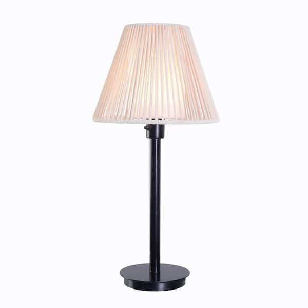 Hampton Bay Aspenwood 27. 5 in. White and Black Outdoor/Indoor Table Lamp