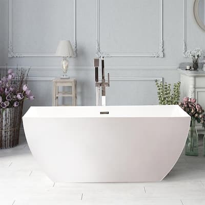 Montpellier 59 in. Acrylic Flatbottom Freestanding Bathtub in White