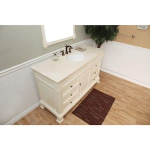 Ashington CR 60 in. W x 22 in. D Vanity in Cream White with Marble Vanity Top in Cream