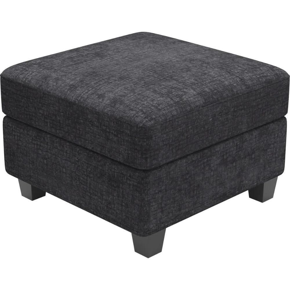 Chenille Square Storage Ottoman Large Ottoman