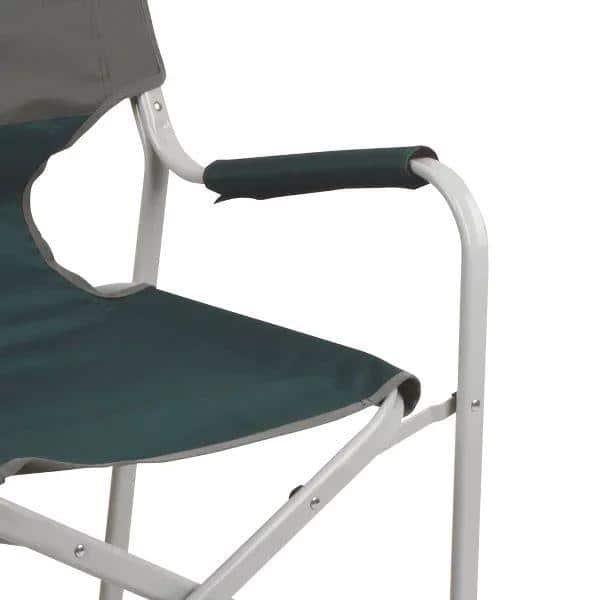 Green Folding Deck Chair with Side Table and Cup Holder