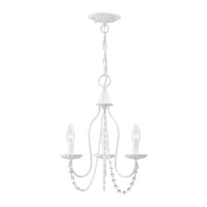 Marlowe 3-Light Antique White Mini Chandelier with Clear Crystals