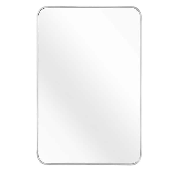 cadeninc 24 in. x 32 in. Rectangular Aluminum Framed Wall-Mounted Bathroom Vanity Mirror in Silver
