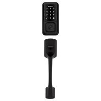 Halifax Matte Black Entry Door Lever with Single Cylinder Deadbolt Combo Pack featuring SmartKey Security